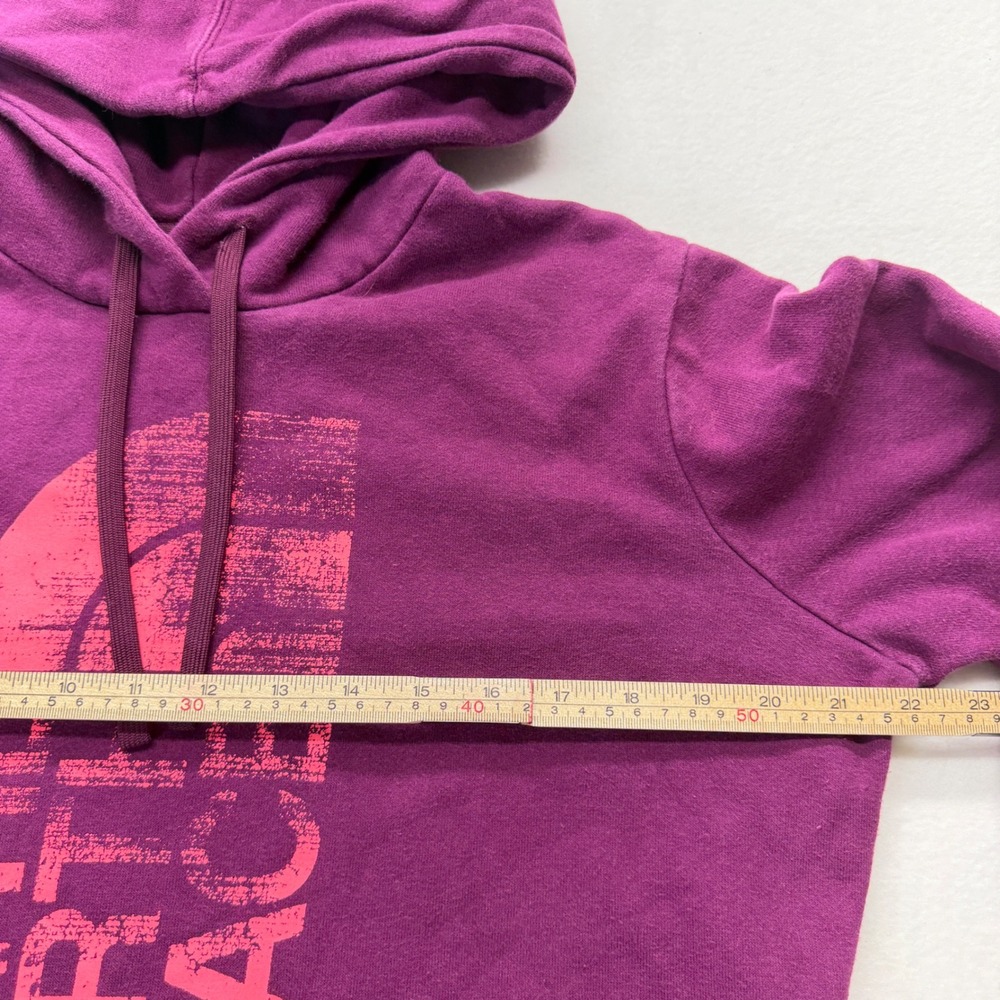 North Face Hoodie Womens L Purple Pink Logo Graphic Pullover Fleece Sweatshirt - Picture 5 of 9